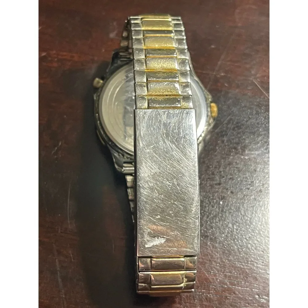 Timex‎ Two-Tone Classic Analog Watch with Gold Bezel and Expandable Band @J